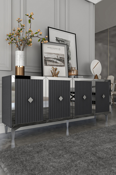 Dekortis Home Dekor 180DHDK4AG LİNA LAZER PLEKSİ DESEN KONSOL ve TV SEHPASI, ...