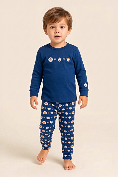 BAYKAR Boy's Cotton Crew Neck Animal Characters Printed Long Sleeve Pajama Se...