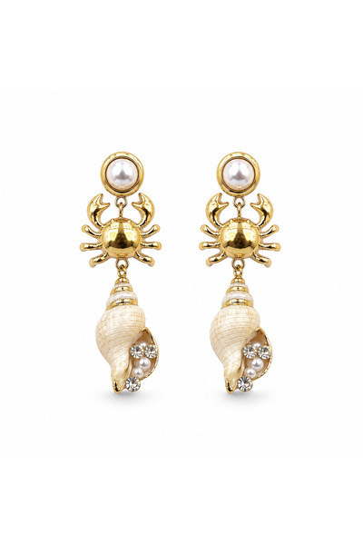 Venus Design Steel Crab Stone Earrings