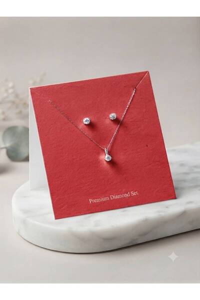 Orbak Kağıt Premium Red Necklace and Earring Jewelry Display Cards 100 Pieces...