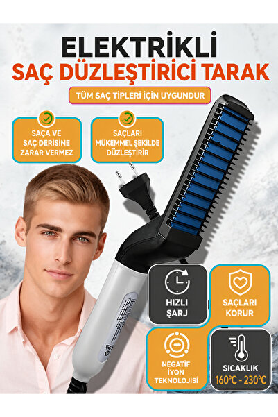 xolo Elektrikli Sakal ve Saç Düzleştirici Tarak 120°C 15 Saniyede Isınan Kabl...