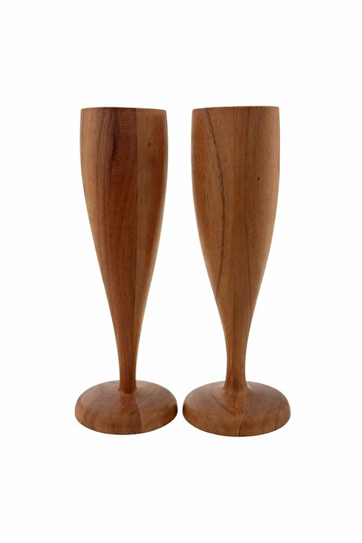 Kanyaka Handcrafted Neem Wood Champagne Glass- Set of 2