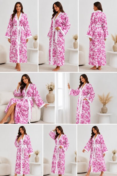 Generic Brand ✨   Premium Satin Robe in Pink – Casual Elegance and Comfort