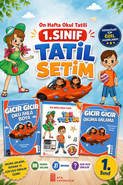 Ata Yayıncılık 1. Sınıf Yaz Tatil Testim + Gıcır Gıcır Oku Anla Boya+ Okuma A...