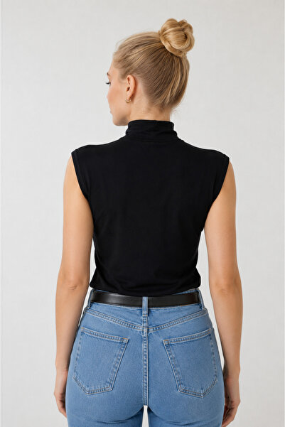 Yalçınoğlu Women's 100% Viscose Half Turtleneck Sleeveless Blouse I Comfortable Fit Sleeveless Blouse I Flexible Minimal Sleeveless Basic Blouse I Women's Bodysuit I Standard Size