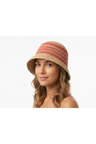 SEEYA Organics El Yapımı Çizgili Sık İğne Örgü Bucket Şapka