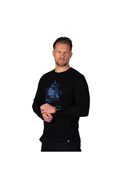 NORTHFINDER TR-5074OR tricou bărbătesc din bumbac organic slub EUSTAC, Negru