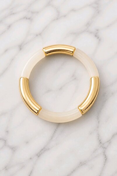 mosmoda Krem Gold Esnek Bileklik, İnce
