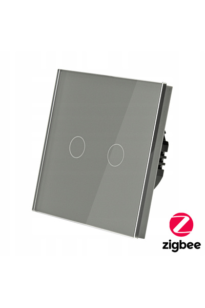 İNDUAL Întrerupător tactil Zigbee dublu fără N Tuya Smart Negru