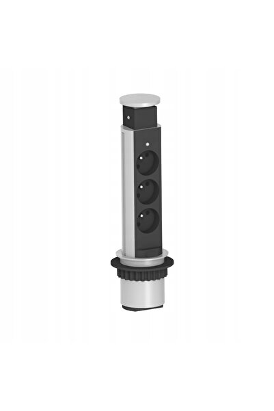 Rejs Elektrima Tubus Prelungitor retractabil de birou, Argintiu, Fi 60, 3 prize
