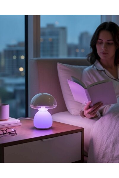 YENİTECH Renkli Şarjlı Mantar Lamba LED Gece Lambası Dekoratif Masa Lambası Kablosuz Modern Dekoratif Abajur