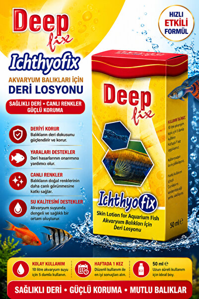Akvaryum Deep Fix Ichthyofix Balıkları İçin Deri Bakım Solüsyonu Koruyucu Su ...