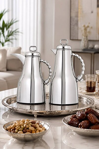 Generic Luxury Silver Stainless Steel Tramisu Set (2 Pcs) - Elegant Metal Des...