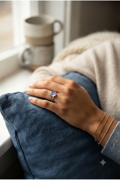 ZGNOVA Moonstone Natural Stone Alloy Single Stone Ring