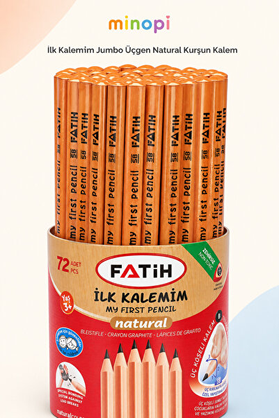 Minopi Fatih İlk Kalemim Üçgen Natural Kurşun Kalem Kalın Gövdeli 3+ Yaş Başl...