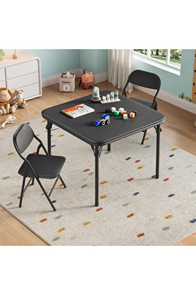 Garvee 3-Piece Folding Kids Table and Chairs Set with 2 Chairs for Toddlers