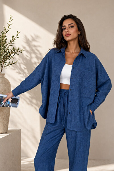 Oxmen Avant Garde Set de cămașă și pantaloni din amestec de in pentru femei
