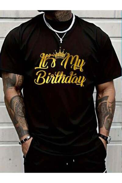 9TAY 100% Cotton Casual Tshirt It's My Happy Birthday T-Shirt Women's Men Gra...