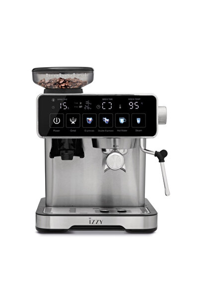 izzy Iz-6026 Αυτόματη Μηχανή Εσπρέσο 1500W 20bar Πίεση με Μύλο Καφέ