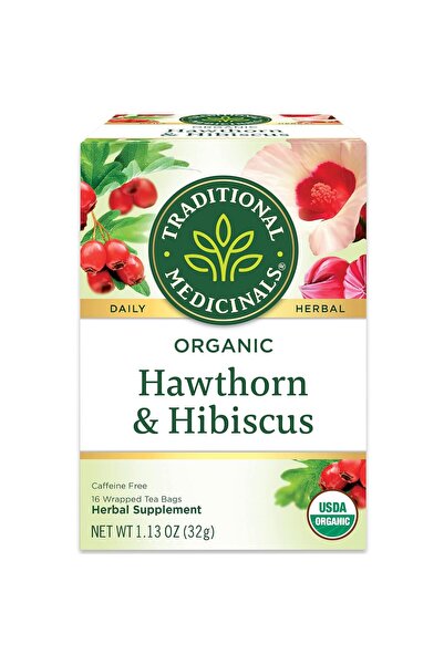TRADITIONAL MEDICINALS Tea, Organic Hawthorn & Hibiscus, Promotes Heart Healt...
