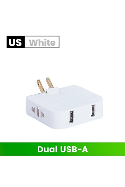Choice US White 2USB 3 in 1 EU/US Power Socket Plug Adapter Foldable US To EU...