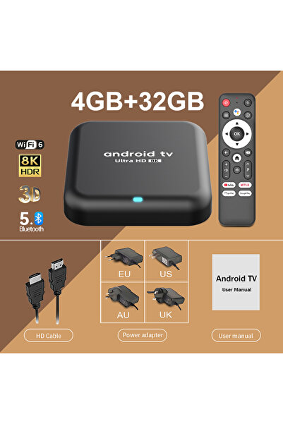 Choice17 EU Plug 4G 32G Android 16 Smart TV Box Q18 RK3518 8GB 256GB Dual WiF...