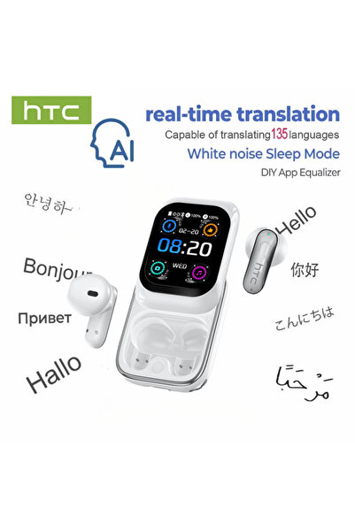 Choice1 White AI HTC NE48 TWS Wireless Earbuds AI Translation 2K HD Touchscre...