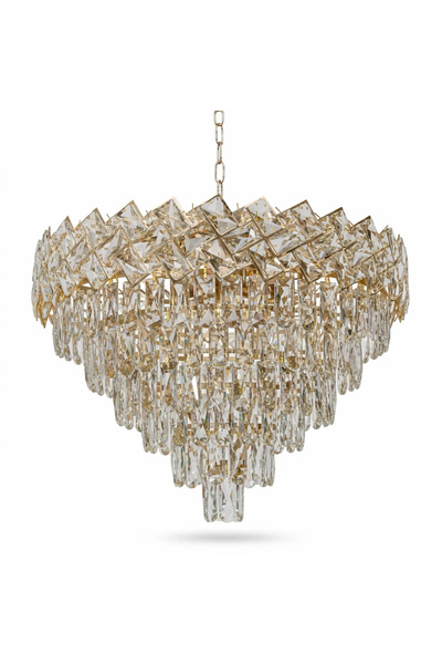 EmaNelcor Crystal Chandelier Ice Cascade Golden 60 cm – Premium K9 Crystal an...