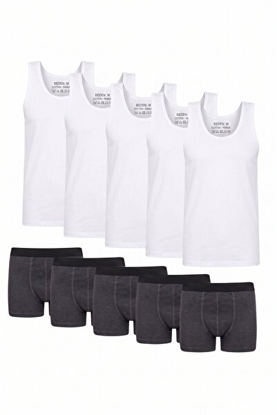 NACAR STORE Men's 10-Piece Pack 5 Undershirts 5 Boxers Flexible Fabric Advant...