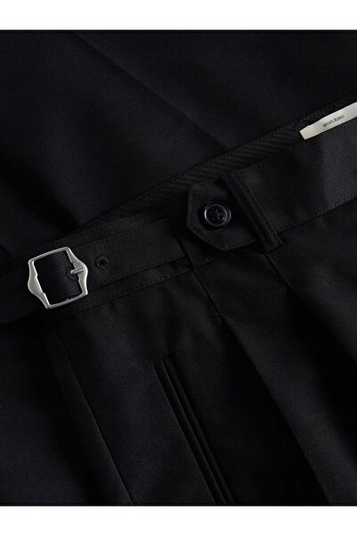 NO BRAND Pantaloni negri, netezi, cu picior lung, cu buzunare, închidere cu c...