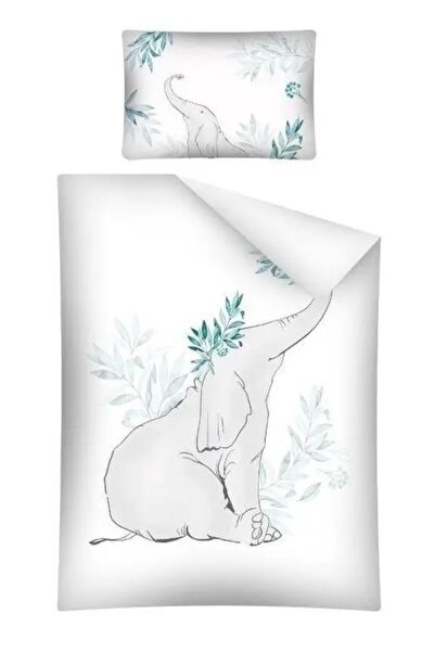 NO BRAND Lenjerie de pat din bumbac-bambus pentru pătuț 100x135 3045b elefant...