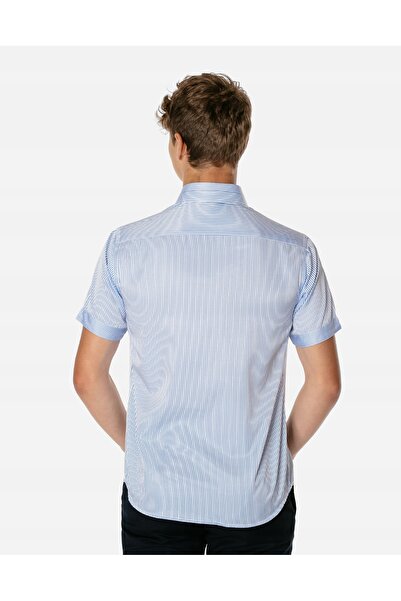 NO BRAND Cămașă elegantă de bărbați, 100% bumbac, mânecă scurtă Wy123-1 44/45