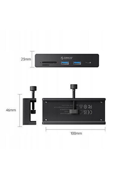 NO BRAND Orico 10Gbps 15W Hub Activ USB-C 2x USB-A Cititor de Carduri SD USB-...
