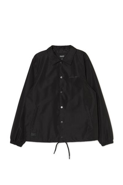 NO BRAND Geacă neagră antivânt, mâneci lungi, nasturi, guler, buzunare, m