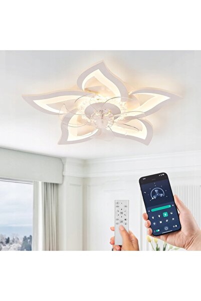 NO BRAND Lustră suspendată Happyyami cu design floral - Ventilator de tavan c...