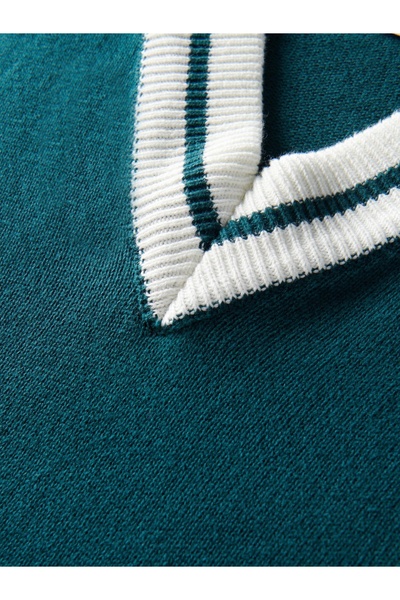NO BRAND Vestă tricotată din bumbac verde, lejeră, supradimensionată, clasică, L