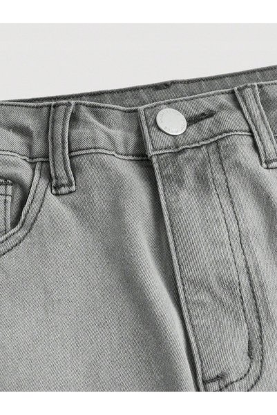 NO BRAND Pantaloni lungi clasici din bumbac gri, evazați, Shein 170