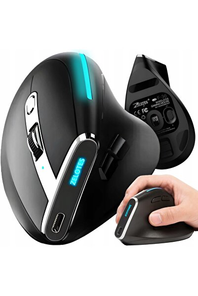 Renew Force Mouse Wireless Vertical Silențios Ergonomic Bluetooth 2400Dpi LED
