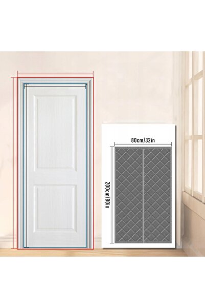 NO BRAND Perdea termică magnetică pentru ușă 80x200 cm gri uni set