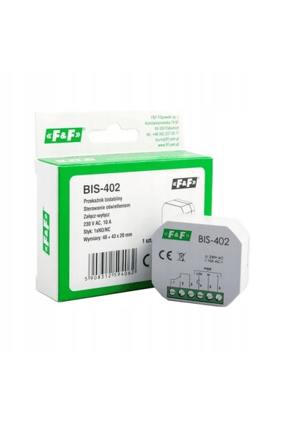 F&F DİZAYN Releu bistabil 10A 1NO/NC 230V AC pentru cutie FI 60 F&F BIS-402