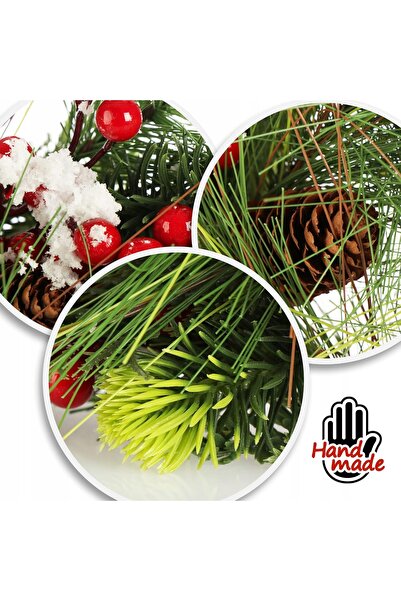 NO BRAND Coroniță de Advent de Crăciun cu conuri de brad, fructe de pădure și...