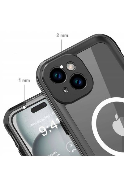 NO BRAND Husa impermeabila 4kom pentru Apple iPhone 15 Plus negru