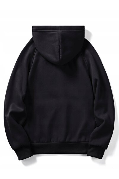 NO BRAND Shein XS Hanorac clasic negru cu glugă, căptușit cu fleece călduros,...