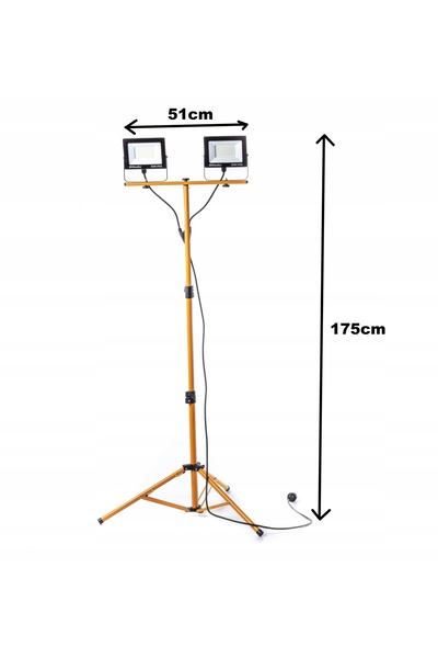 NO BRAND Proiector LED halogen de construcții cu trepied 2x 60W, set cu stati...