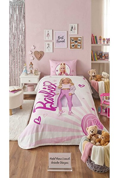HDFLİS TAÇ Lisanslı Barbie Lıght Pike Takımı Tek Kişilik (100x200 Fitted Çarş...