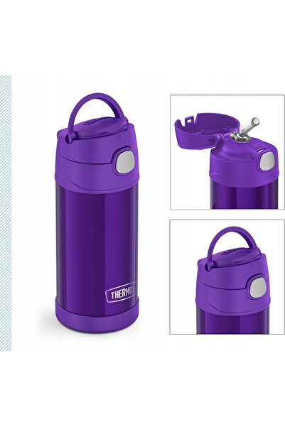 NO BRAND Termos pentru copii 350ml cu pai, etanș, din oțel inoxidabil