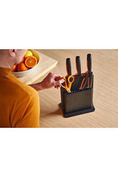 FiSKARS Set de 5 cuțite în bloc negru