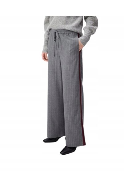 NO BRAND Pantaloni gri din stofă, cu dungi late, croială dreaptă, Reserve XL