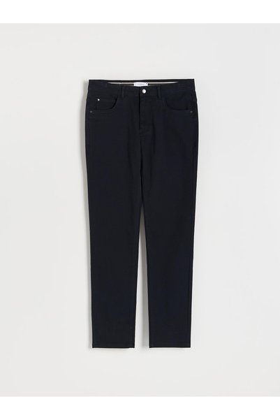 NO BRAND Pantaloni slim fit din bumbac bleumarin, cu buzunare conice, 31