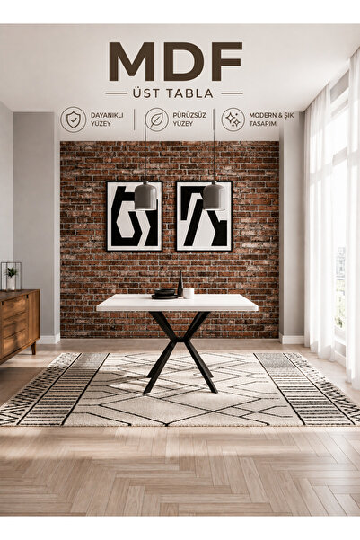 Concept Ayz Home Lorean Kare Modern 90x90 MDF Mutfak ve Yemek Masası | Sabit ...